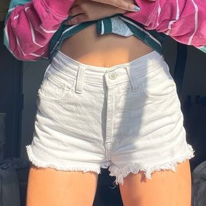 John Galt White Jean Shorts